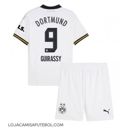 Camisa de Futebol Borussia Dortmund Serhou Guirassy #9 Equipamento Alternativo Infantil 2024-25 Manga Curta (+ Calças curtas)